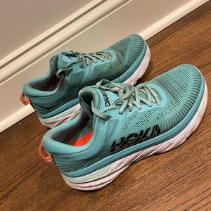 Hoka Womens Bondi 7 Size 9 Aquarelle/Eggshell blue